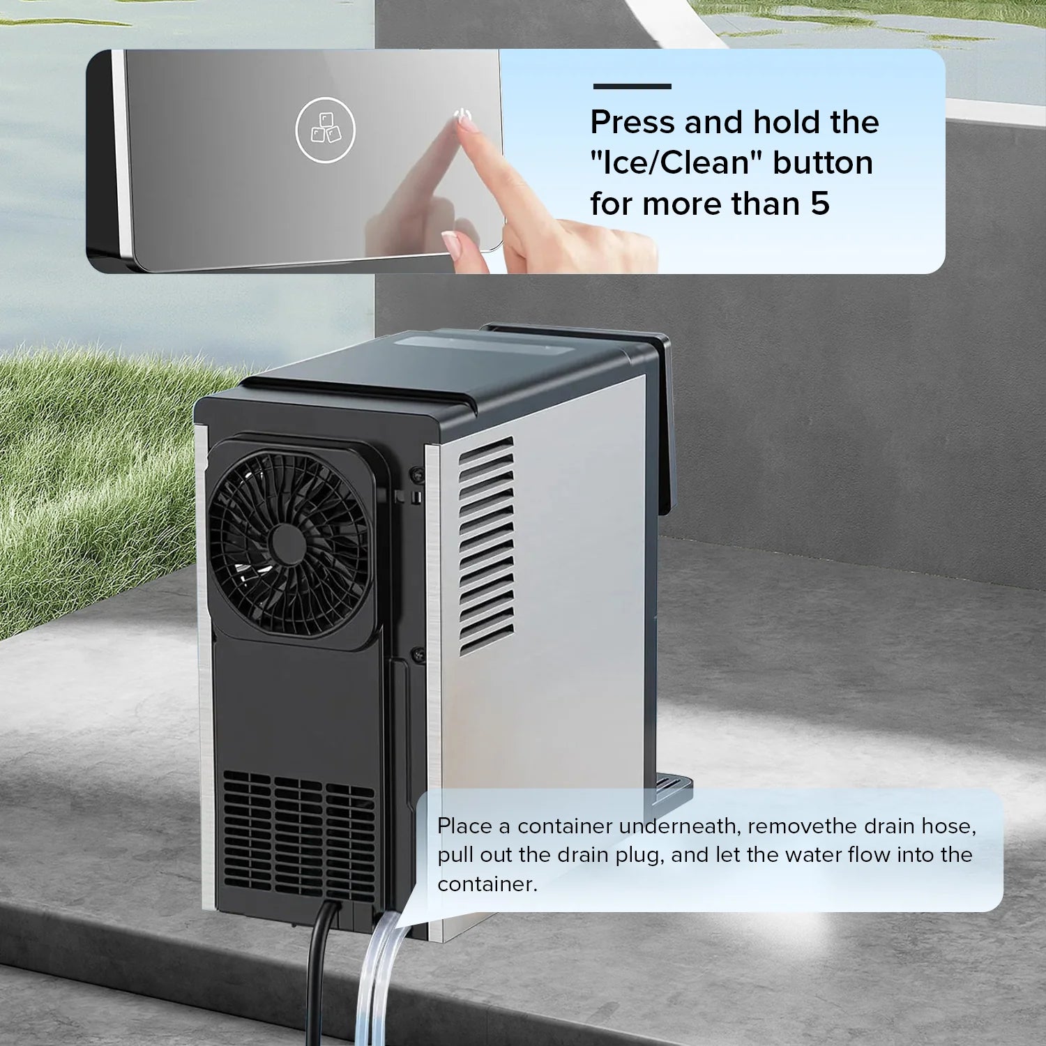 Electactic Silent Nugget Ice Maker – 33 lbs ice capacity in 24 hours, self-cleaning, 1.8L water tank