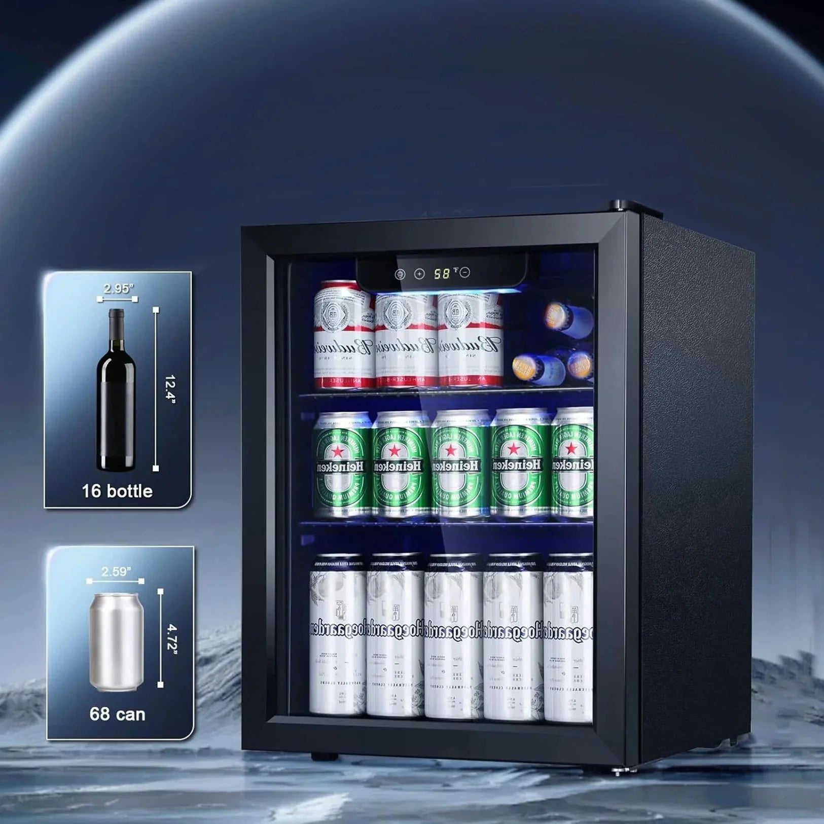 Electactic Beverage Refrigerator Cooler 1.7 Cu.Ft
