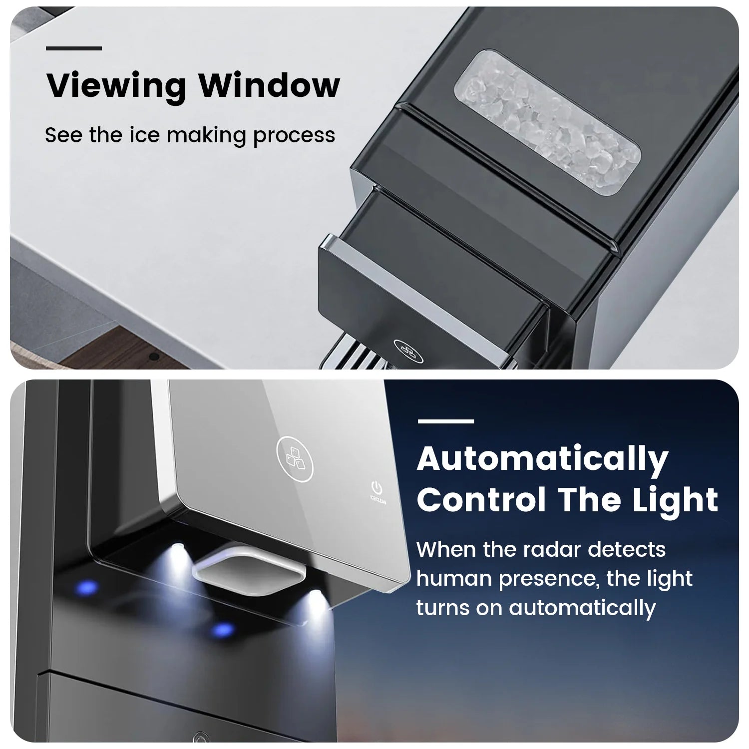 Electactic Silent Nugget Ice Maker – 33 lbs ice capacity in 24 hours, self-cleaning, 1.8L water tank