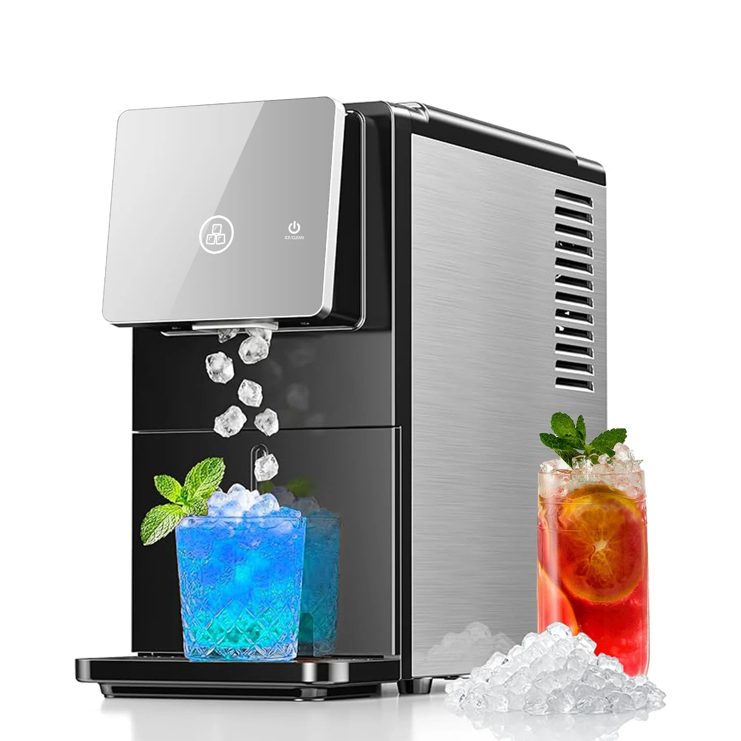 Electactic Silent Nugget Ice Maker – 33 lbs ice capacity in 24 hours, self-cleaning, 1.8L water tank