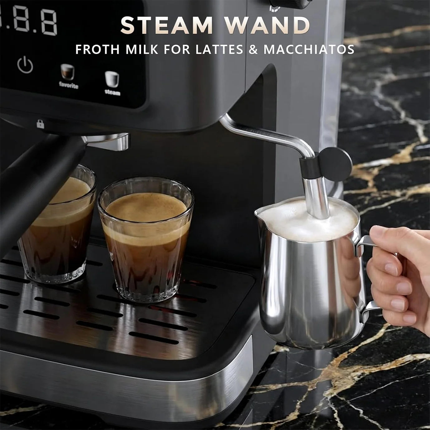 Electactic 15-Bar Espresso Machine with Milk Frother & LED Touch