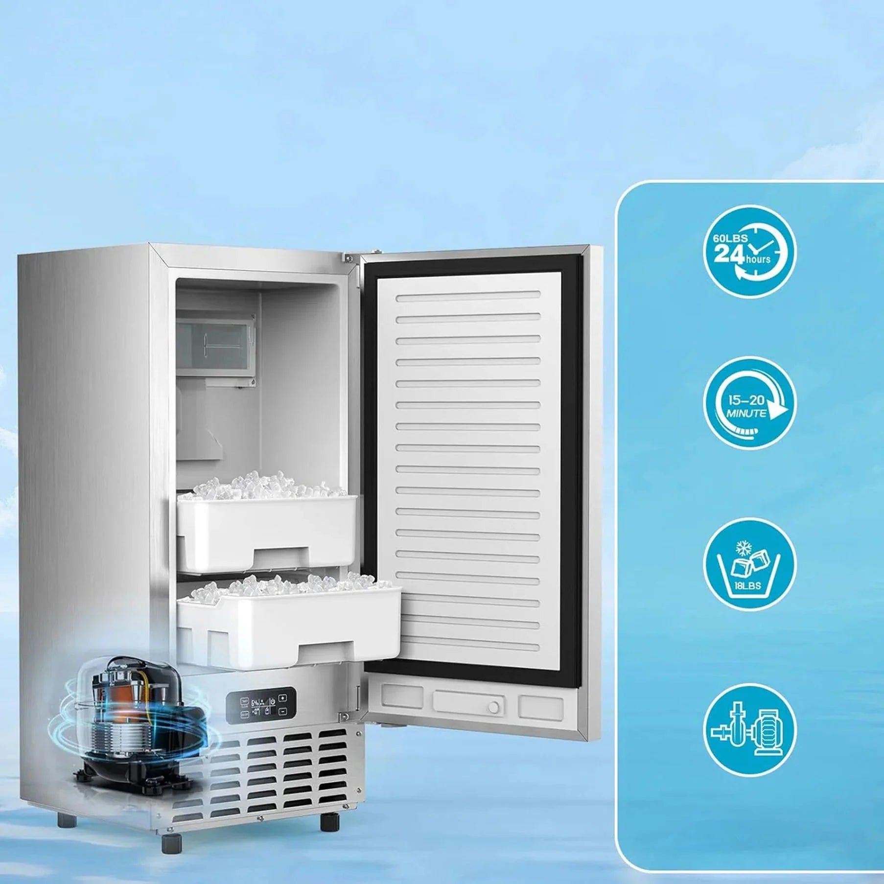 Electactic Commercial Nugget Ice Maker 66lbs/24H