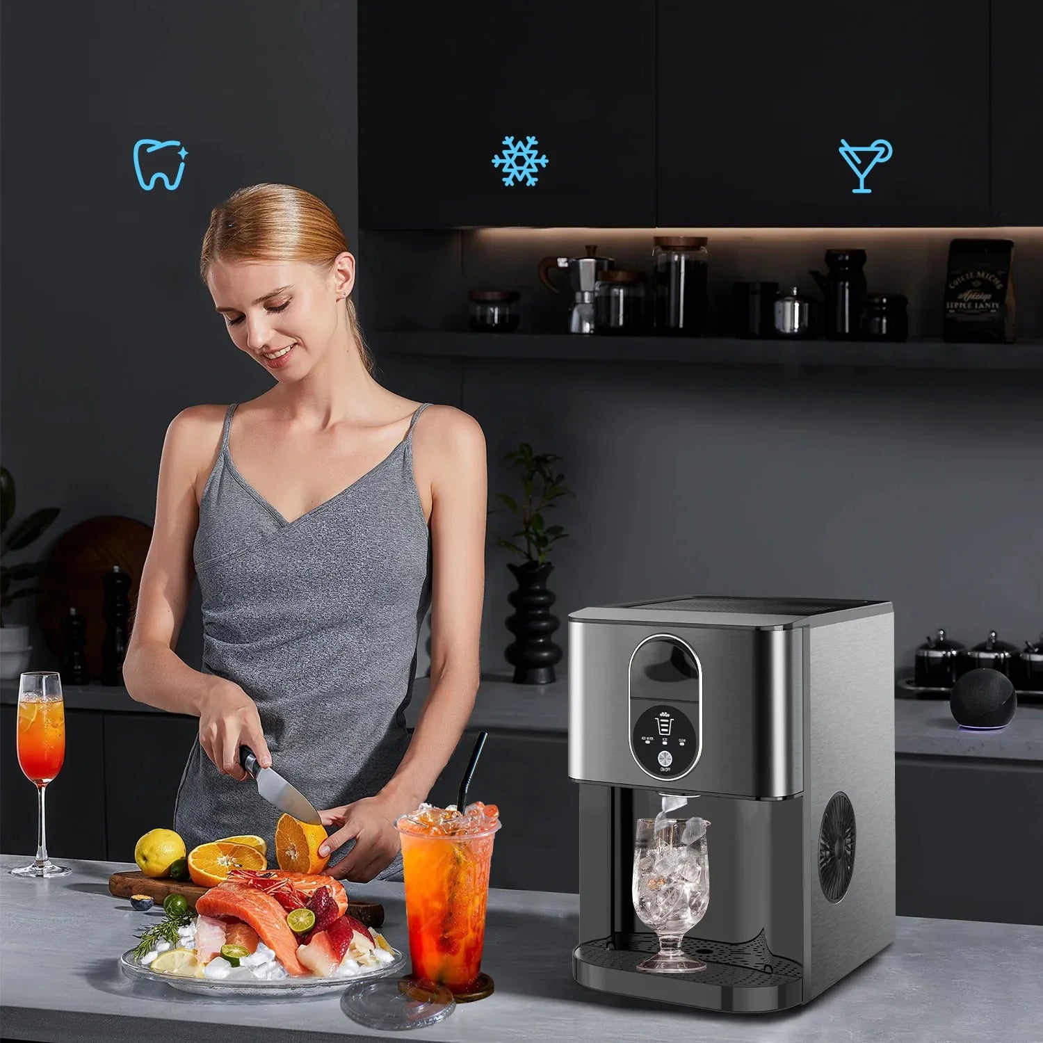 Electactic Stainless Steel Nugget Ice Maker 44Lbs/24Hr